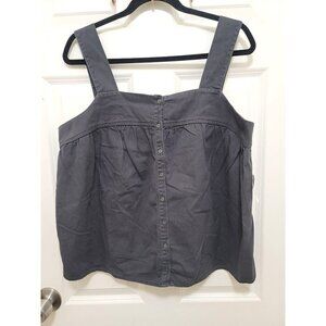 Old Navy Women's Charcoal Gray Sleeveless Button-Front Top With Smocked Back Pan